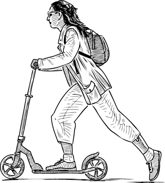 Croquis Une Citadine Scooter — Image vectorielle