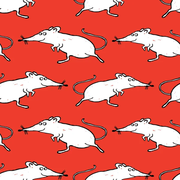 Patrón Inconsútil Correr Ratas Blancas Dibujos Animados — Archivo Imágenes Vectoriales