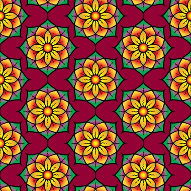 Dekoratif renkli çiçek başlıklarının kusursuz arkaplanı