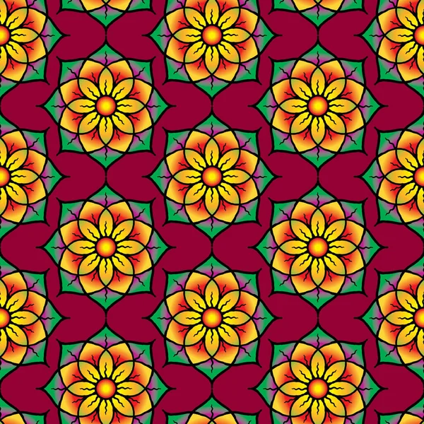 Fondo Sin Costuras Cabezas Flores Coloridas Decorativas — Vector de stock