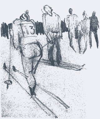 Açık havada kayak yapan soyut insan siluetlerini vektör görüntüsü