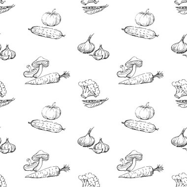 Çizimlerin kusursuz arkaplanı çeşitli sebzeler