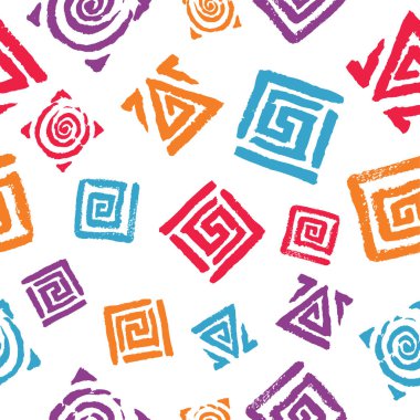 Çizilmiş renkli geometrik elementlerin kusursuz deseni