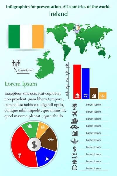 Irlanda Infografías Para Presentación Todos Los Países Del Mundo — Vector de stock