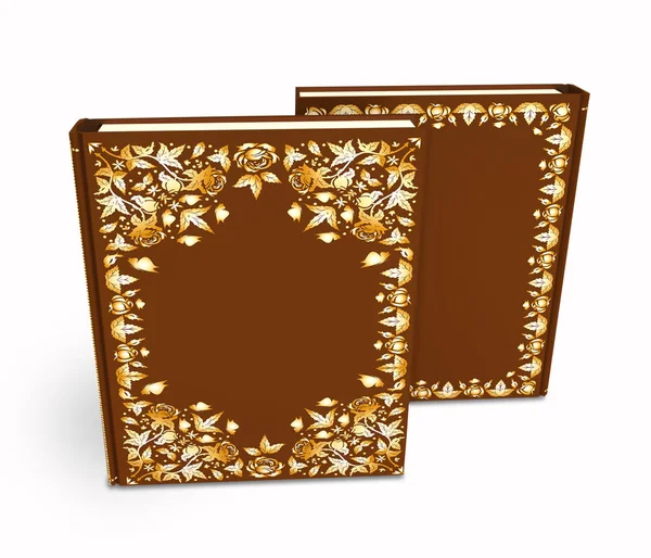 Kitap masada bir ciltli süsleme 3d çizim isomeric projeksiyon ile 2 adet stand.