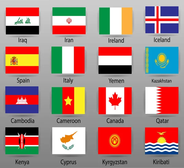 Tüm Bölüm Dünya Ülkelerinin Bayrakları — Stok Vektör