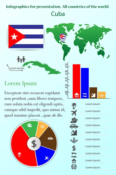 Cuba Infografías Para Presentación Todos Los Países Del Mundo — Vector de stock