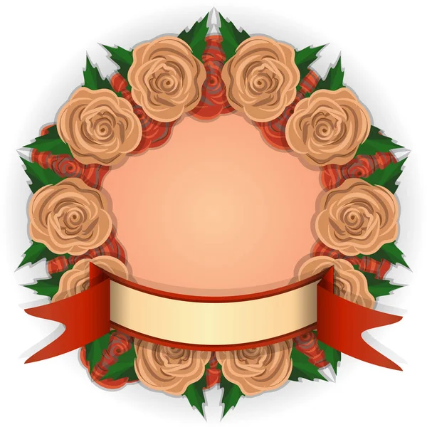 Sarı ve kırmızı güller vektör çizim yuvarlak çerçeve