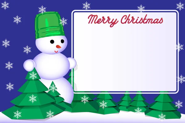 Merry Christmas Greeting Card Snowman Vector Illustration — Stock Vector