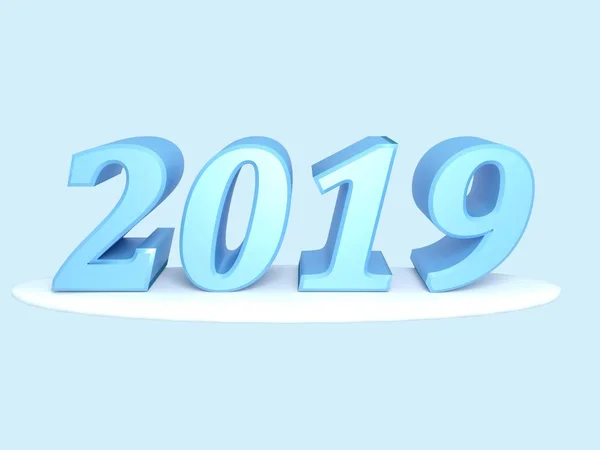 Šťastný Nový Rok 2019 Nápis Bílé Barvy Vykreslení Nastavit — Stock fotografie