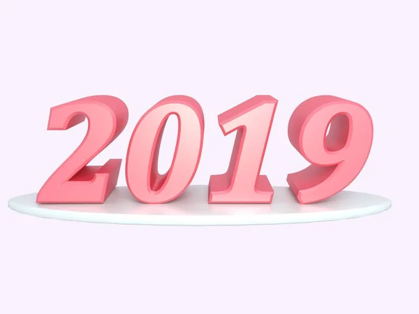 Happy New Year 2019 Inscription Red Color Render Set — Stock Photo, Image