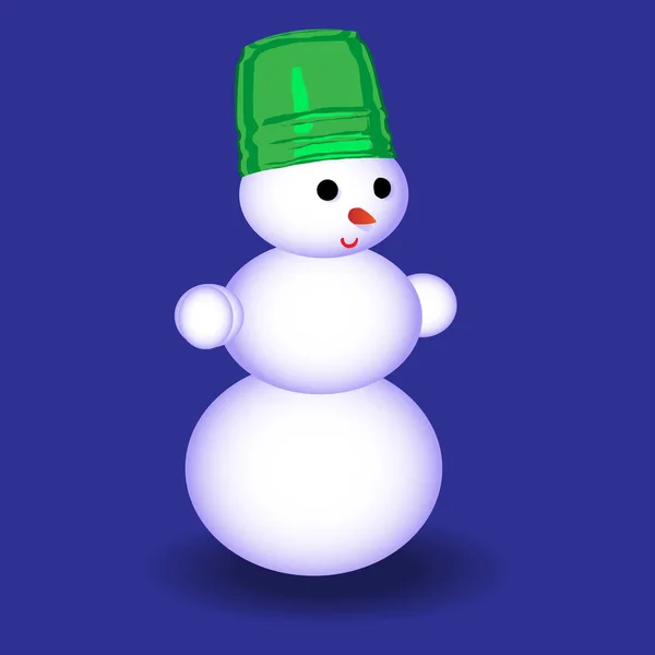 Muñeco Nieve Para Las Felicitaciones Año Nuevo Sobre Fondo Azul — Vector de stock