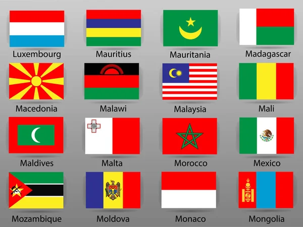 世界のすべての国の国旗 — ストックベクタ