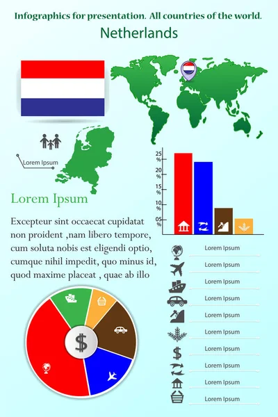 Hollandia Infographics Bemutató Világ Minden Országában — Stock Vector