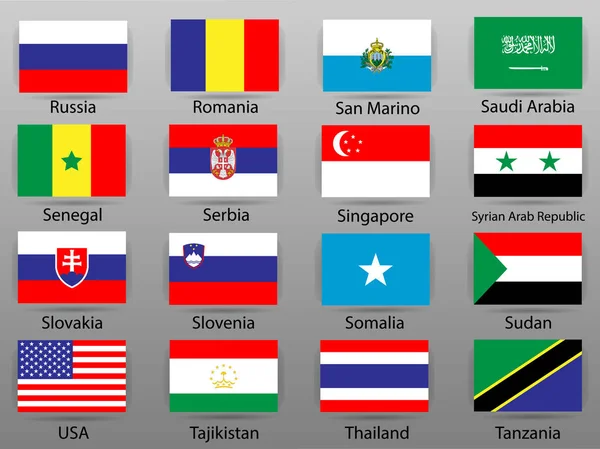 Banderas Todos Los Países Del Mundo Parte — Archivo Imágenes Vectoriales