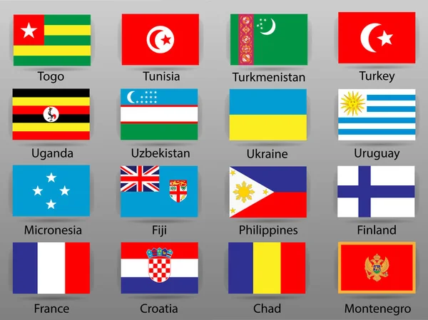 Vlajky Všech Zemí Světa Part — Stockový vektor