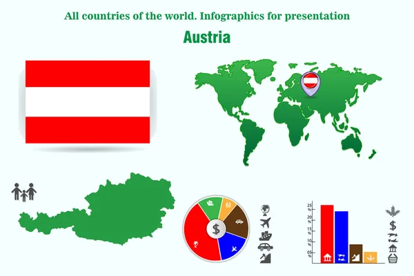 Австрия Страны Мира Инфографика Презентации — стоковый вектор