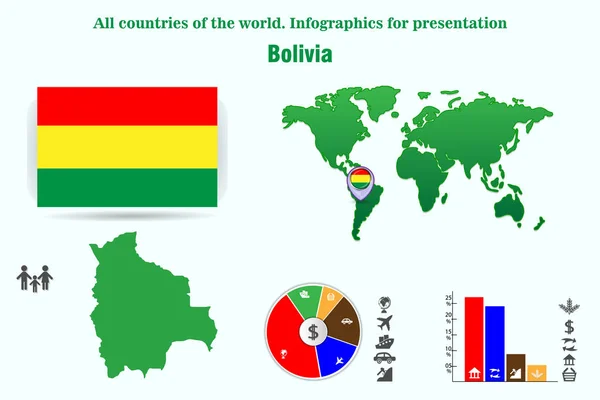 Bosnie Alle Landen Van Wereld Infographics Voor Presentatie — Stockvector