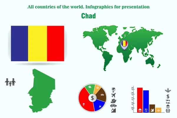 Τσαντ Όλες Τις Χώρες Του Κόσμου Infographics Για Παρουσίαση — Διανυσματικό Αρχείο