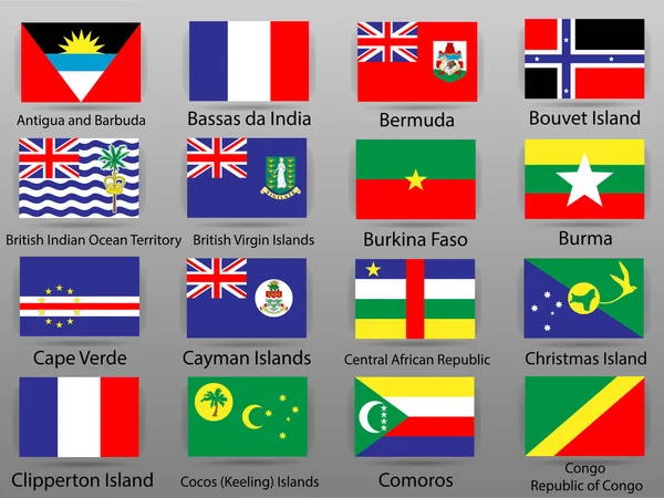 Σημαίες Όλων Των Χωρών Του Κόσμου Μέρος — Διανυσματικό Αρχείο