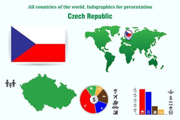 Tsjechische Republiek Alle Landen Van Wereld Infographics Voor Presentatie Verzameling — Stockvector