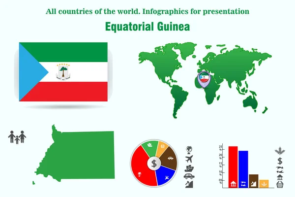 Equatoriaal Guinea Alle Landen Van Wereld Infographics Voor Presentatio — Stockvector