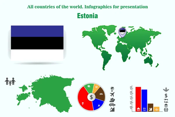 Εσθονία Όλες Τις Χώρες Του Κόσμου Infographics Για Παρουσίαση Σύνολο — Διανυσματικό Αρχείο