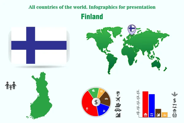 Финляндия Страны Мира Инфографика Презентации Набор Векторов — стоковый вектор