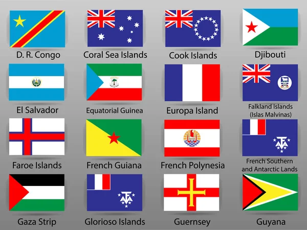 Banderas Todos Los Países Del Mundo Parte — Vector de stock