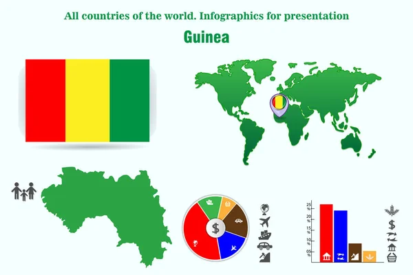 Гвинея Страны Мира Инфографика Презентации Набор Векторов — стоковый вектор