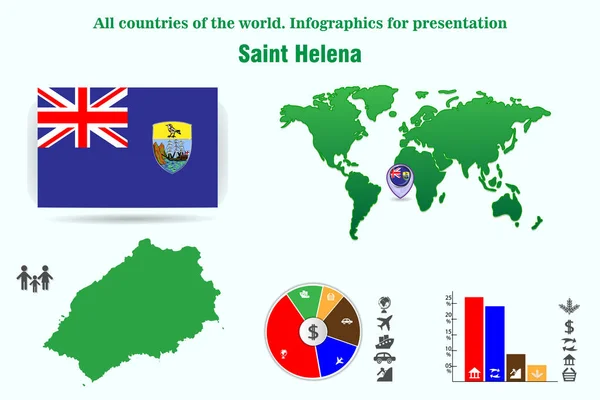 Святой Елены Страны Мира Инфографика Презентации Набор Векторов — стоковый вектор