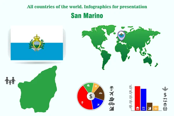 Σαν Μαρίνο Όλες Τις Χώρες Του Κόσμου Infographics Για Παρουσίαση — Διανυσματικό Αρχείο