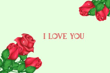 Sevgililer günü tebrik kartı gül yazıt üzerinde yeşil bir arka plan ben seni