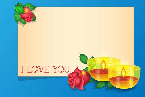 Valentinky Den Pozdrav Card Růže Svíčky Banner Pro Nápis — Stockový vektor