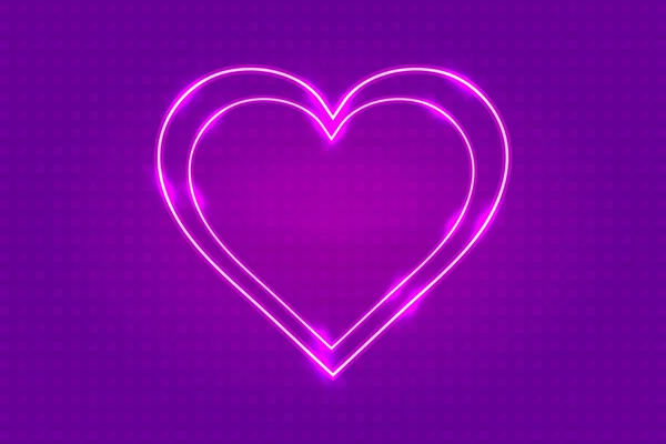 Valentines Day Neon Heart Greeting Card Vector Illustration — Stockový vektor