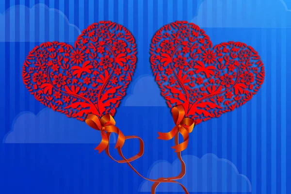 Dia Dos Namorados Cartão Saudação Para Dois Amantes Corações Estão — Vetor de Stock