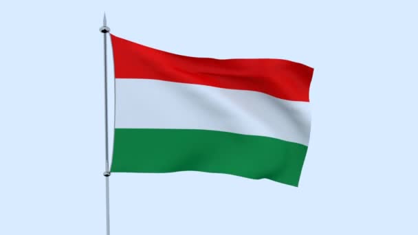 Flag Country Hungary Flutters Blue Sky Rendering — Stock Video