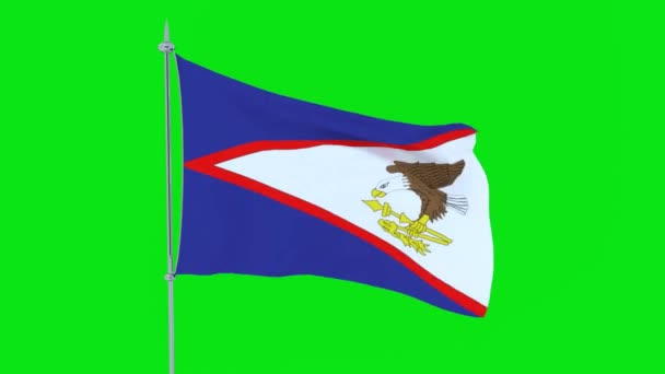 Flag Country American Samoa Flutters Green Background — Stock Video