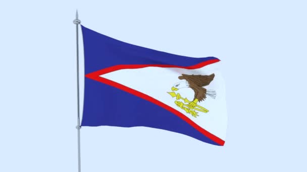 Bandera Del País Samoa Americana Ondea Contra Cielo Azul — Vídeos de Stock