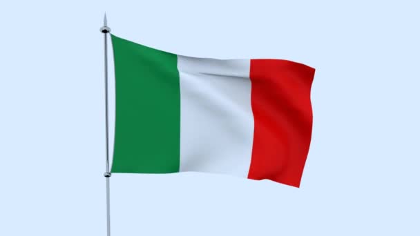 Flag Country Italy Flutters Blue Sky Rendering — Stock Video