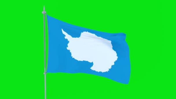 Flagge Des Landes Antarktis Flattert Auf Grünem Hintergrund Darstellung — Stockvideo