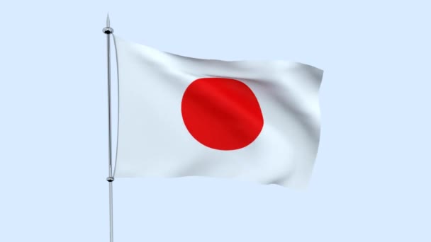 Flag Country Japan Flutters Blue Sky Rendering — Stock Video