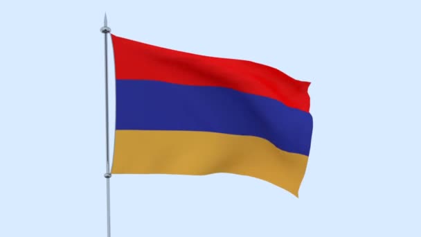 亚美尼亚的国旗在蓝天上飘扬 — 图库视频影像