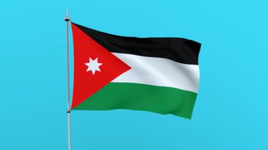Jordan üzerinde mavi arka plan çırpınır ülke bayrağı. 3D render