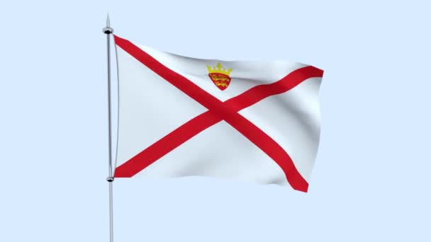 Flaga Kraju Jersey Powiewa Tle Błękitnego Nieba Renderowania — Wideo stockowe