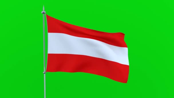 Vlag Van Het Land Oostenrijk Fladdert Groene Achtergrond — Stockvideo