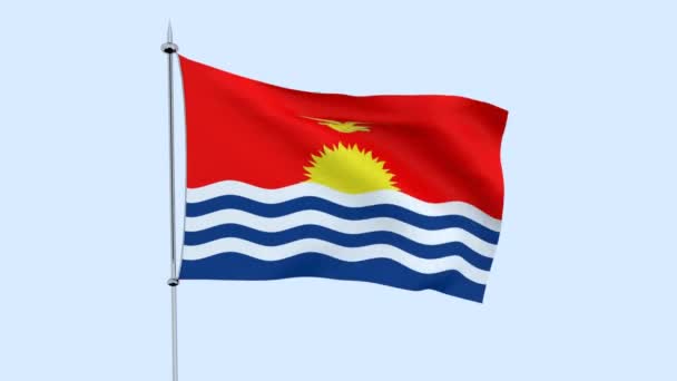 Σημαία Της Χώρας Κιριμπάτι Φτερουγίζει Ενάντια Στον Γαλάζιο Ουρανό Rendering — Αρχείο Βίντεο