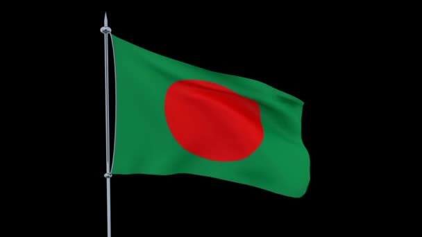 Vlag Van Het Land Bangladesh Fladdert Zwarte Achtergrond Rendering — Stockvideo