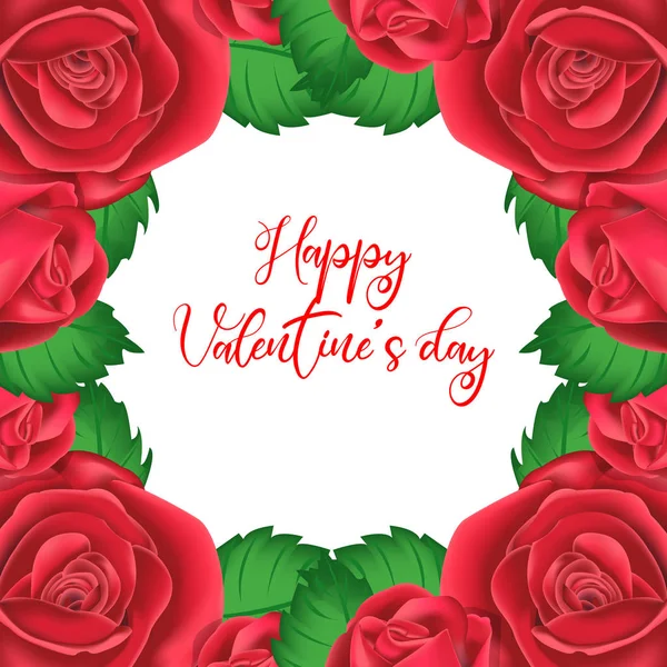 Ημέρα Του Αγίου Βαλεντίνου Πλαίσιο Κόκκινα Τριαντάφυλλα Για Συγχαρητήρια Εικονογράφηση — Διανυσματικό Αρχείο