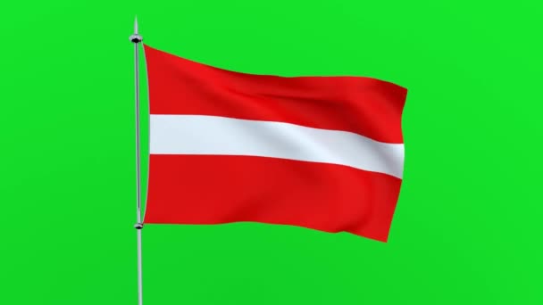 国家拉脱维亚的旗子在绿色背景飘动 — 图库视频影像